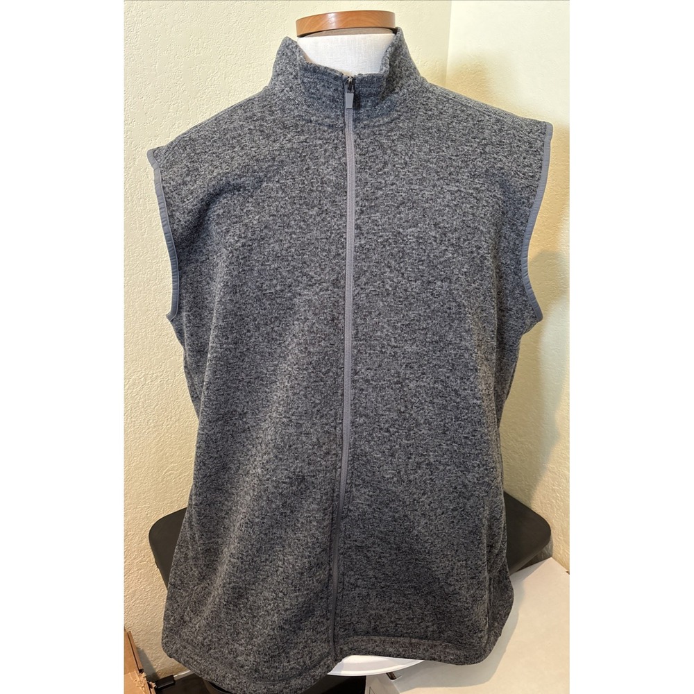 Eddie Bauer Vest Men 2XL Gray Radiator Sweater Full Zip Outdoor 2-Way Stretch